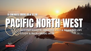 🎧 Pacific Northwest Sunset 🌅 | Smooth Jazz + Relaxing LoFi (2K AI Drone)