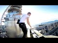 climbing spire above workers (hong kong)