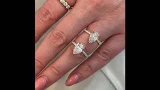 2 ct Pear Shape Diamonds: Yellow Gold VS Platinum