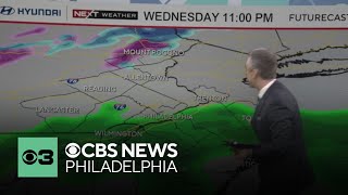 Rain, wintry mix hits Philadelphia region Wednesday night