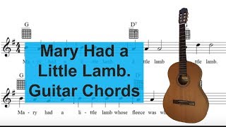 Mary Had a Little Lamb. Sing and play guitar with easy 3 string chords.