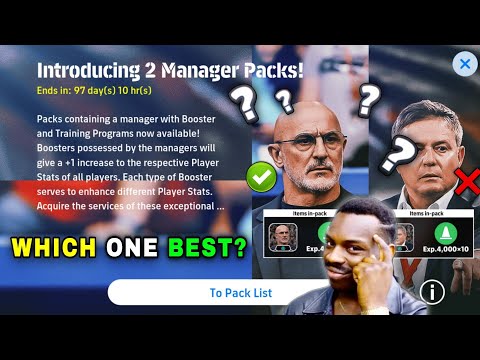 ¿D. Stojkovic o L. de la Fuente? Elegir el paquete Perfect Booster Manager en eFootball 2024 Mobile