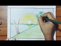 সহজে শীতের সকাল ছবি আঁকা how to draw winter season scenery step by step