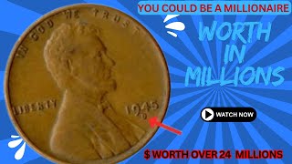 US 1945 wheat pennies that are rare and sold for $4,800,