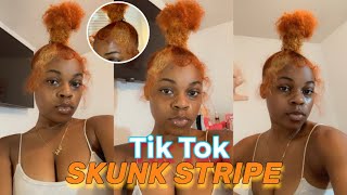 Tik Tok Skunk Stripe on Natural Hair| Dyeing my hair Ginger and Blonde