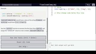 Lesson 46 | Basic JavaScript | Manipulate Arrays With shift()