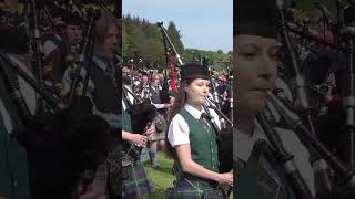 Massed Bands playing Scotland the Brave on the march during 2022 Gordon Castle Games #shorts