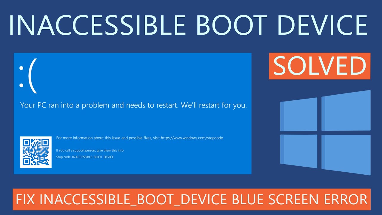 How To Fix Inaccessible Boot Device Error In Windows 10 | Blue Screen ...