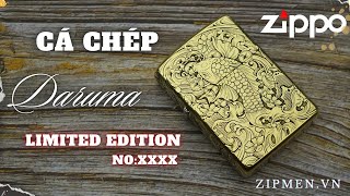 Zippo cá chép Daruma khắc chìm 4 mặt phiên bản cao cấp bảo hành trọn đời!