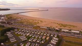 Sandhaven caravan site, south shields, UK, Drone view aerial footage, DJI mini mavic drone