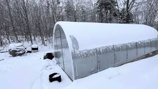 Planta green house winter update # winter homesteading #green house #snow covered #farming #maine