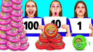 1, 10 or 100 Layers of Food Challenge | Edible Battle by DaDaDa Challenge