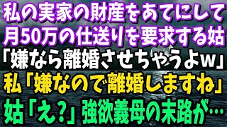 【スカッと】私の実家の財産をあてにして月50万の仕送りを要求する姑「嫌なら離婚させるわよ」私「嫌なので離婚しますね」姑「え？」 強欲義母の末路が…【修羅場】