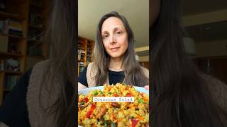 NO-COOK COUSCOUS SALAD 15-MINUTES. No saucepan required. Healthy and flavorful. #veganrecipes