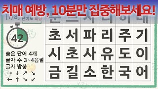 치매 예방을 위해 꾸준히 10분씩만 집중해보세요!- 치매예방, 뇌운동, 집중력, 기억력, 숨은단어찾기