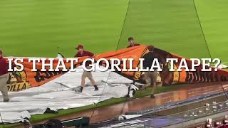 Cincinnati Reds Ground Crew can’t Cover Infield During Storm