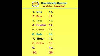 Learn SPANISH Vocabulary Words for NUMBERS 1-20. Números 1-20 en español. Spanish For Beginners.