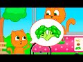 Cats Family in English - Broccoli Ice Cream Cartoon for Kids