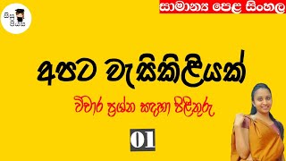 Apata wesikiliyak vicharaya 01| අපට වැසිකිළියක් විචාර පිළිතුරු 01| O/L Sinhala