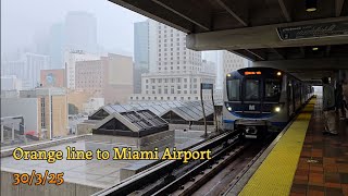 Onboard Miami Metrorail orange line towards MIA (FL)