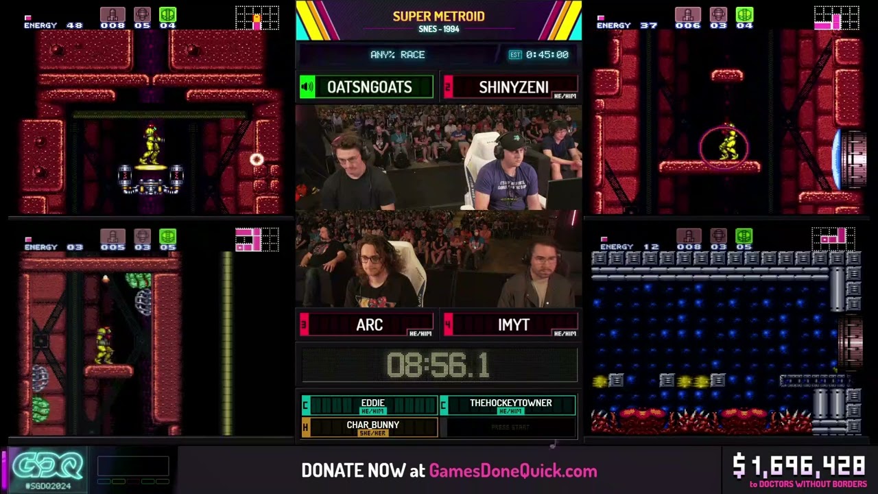 SGDQ 2024 - Super Metroid Any% Race - ShinyZeni Vs Oatsngoats Vs ...