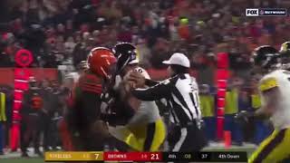 Myles Garrett Swings Helmet at Mason Rudolph Browns vs Steelers Fight