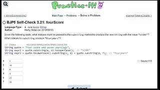 Java Practice It || 3.21 fourScore || String basics