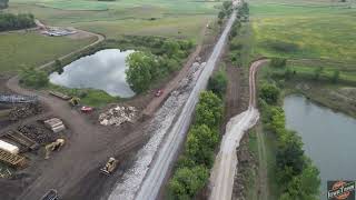 DERAILMENT recovery progress on the Union Pacific Spine Line, drone view! 2 UP detour trains!