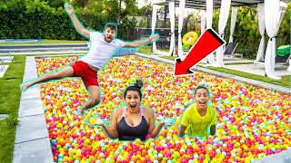 WE FILLED our ENTIRE POOL with PLASTIC BALLS!! | The Royalty Family