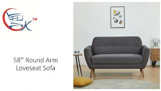 Loveseat Design: 58'' Round Arm Loveseat Sofa