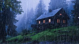 Goodbye Insomnia With Heavy RAIN Sound | Rain Sounds On Old Roof In Foggy Forest At Night, Study