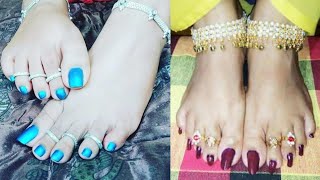 Wedding foot jewelry of anklets and toe rings - bichhiya indian toe rings and payal