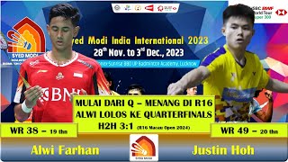 ALWI FARHAN (INA) V JUSTIN HOH (MAS) || R16 SYED MODI 2023 || ALWI BERTEMU PRIYANSU RAJAWAT DI QF