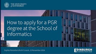 How to apply for a Postgraduate Research degree at the University of Edinburgh - Informatics