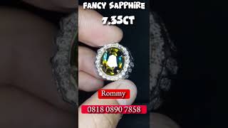 Fancy Sapphire 7.35ct GRI Lab Ring Gold Diamond