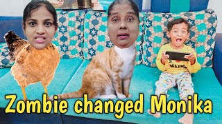 Zombie Changed Monika as Cat 🐈 | comedy video | funny video | Prabhu sarala lifestyle