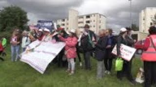 Supporters and protesters greet Trump in Ireland