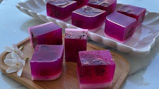 Eggless Dragon Fruits Agar-agar Jelly ( Less sweet)