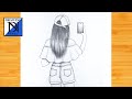 How to draw Girl Backside taking Selfie | Pencil sketch for beginner | Easy tutorial | Girl drawing