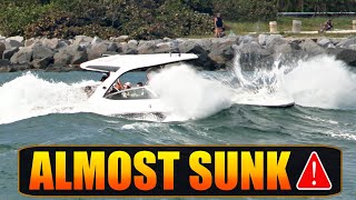 SKIPPER ALMOST SANK HIS BOAT !! BOATS MISERY AT HAULOVER INLET | BOAT ZONE