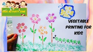 vegetable printing for kids/block print/kids painting/step be step painting