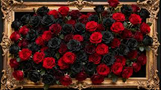 Red & Black Roses in a Golden Frame 🌹🖤 | 4K Frame TV Art | Dramatic Romantic TV Wallpaper