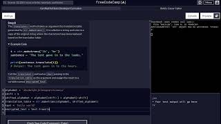 FreeCodeCamp - Python Project - Step 8 of 25 - Caesar Cipher