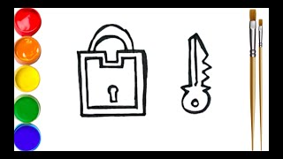 Easy Lock key drawing and colouring