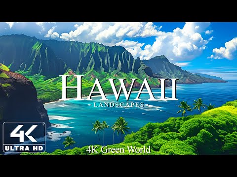 FLYING OVER Hawaii 4K UHD - Relaxing Music Along With Beautiful Nature Videos - 4K Video HD