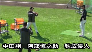 【巨人】中田翔選手　秋広優人選手の師弟コンビ　阿部慎之助ヘッドから打撃指導　ロングティー　宮崎春季キャンプ7日目　2023年2月8日