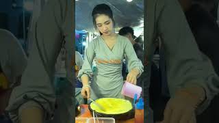 Beautiful Asian Girl Stirring Eggs| Foods in Asia| Girl Selling #food #viral #shortvideo #girl