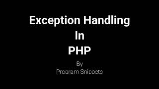 Exception Handling In PHP