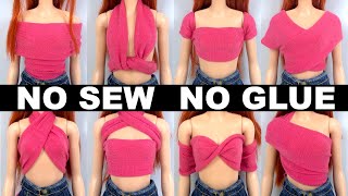 NO SEW NO GLUE 😍 8 EASY BARBIE TOPS | DIY - How to Make Easy and Fashion Barbie Clothes