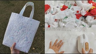 哇塞！塑料袋加热就可以当面料用了！＃plastic upcycle